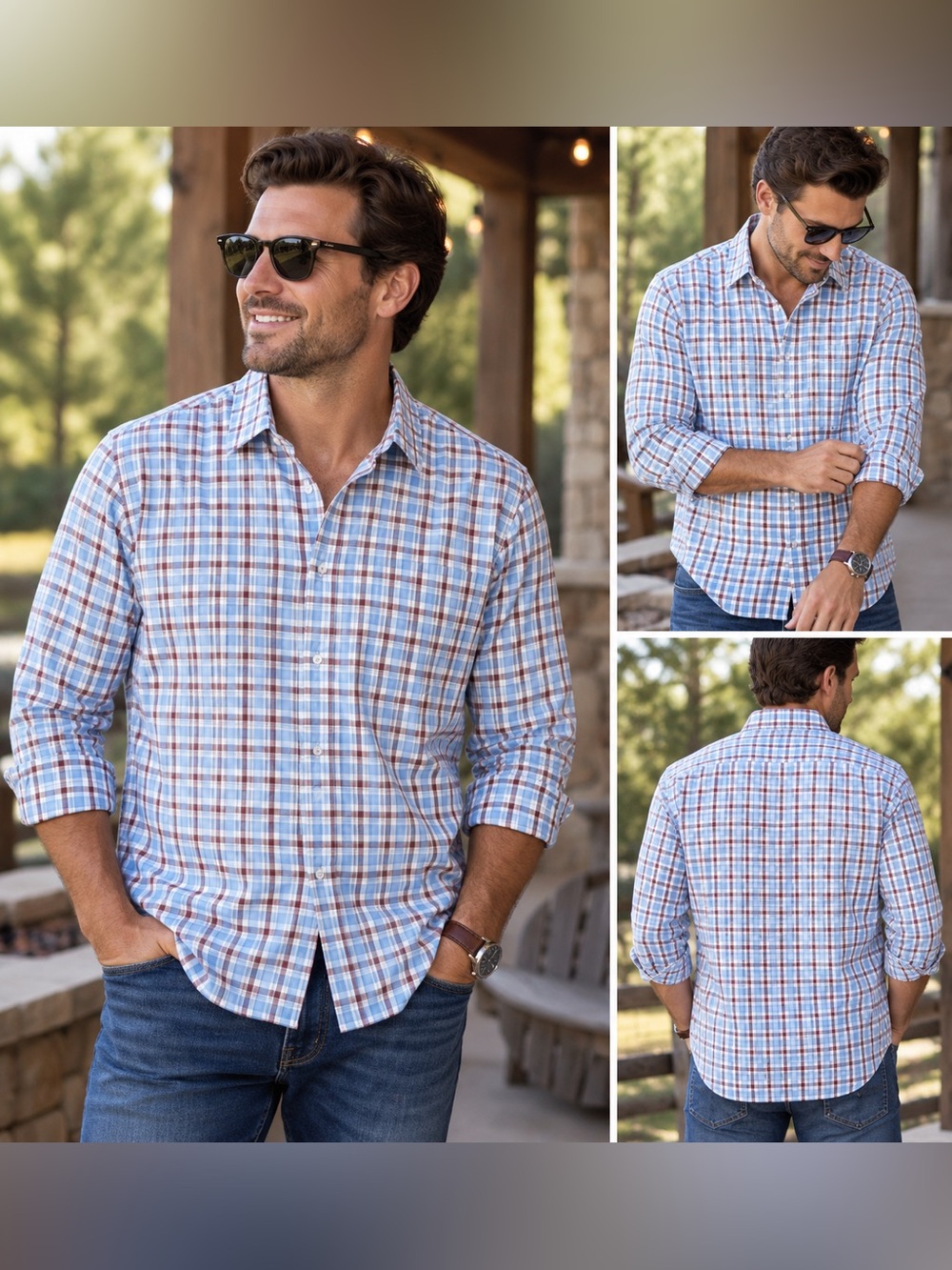 Daniel Hechter Paris Men’s XXL Plaid Long Sleeve Button Down Shirt NWT